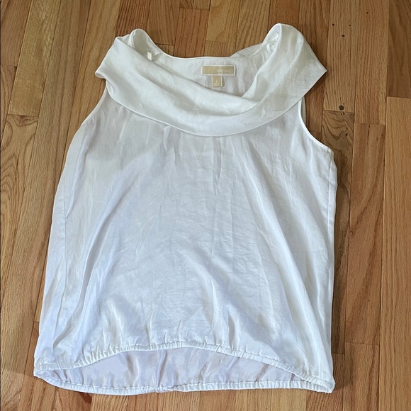 Michael Kors Top Womens Large White Draped Cowl Neck Tank Blouse Old Money - Picture 1 of 11